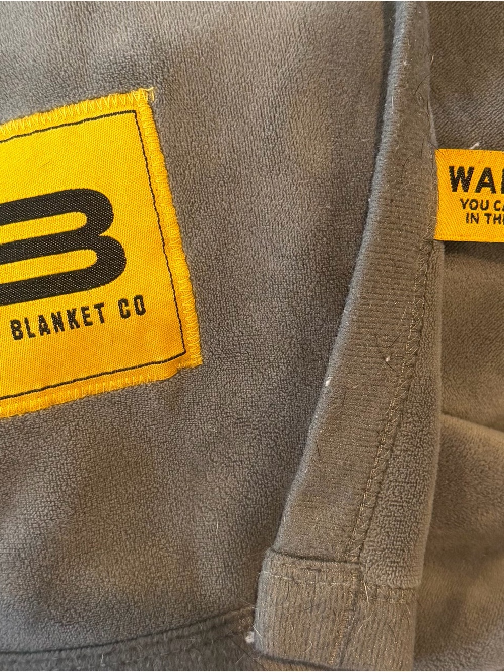 Gray Microfleece Throw with Yellow Patch